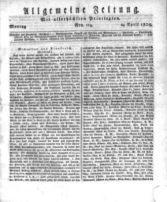 Allgemeine Zeitung Montag 24. April 1809