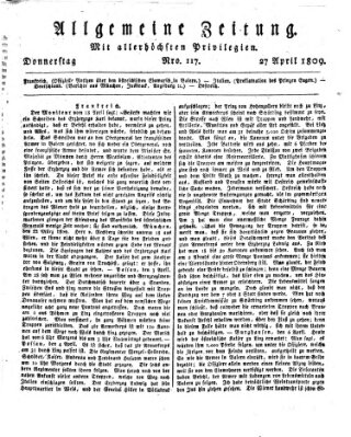 Allgemeine Zeitung Donnerstag 27. April 1809