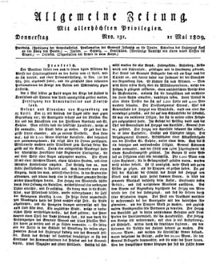 Allgemeine Zeitung Donnerstag 11. Mai 1809