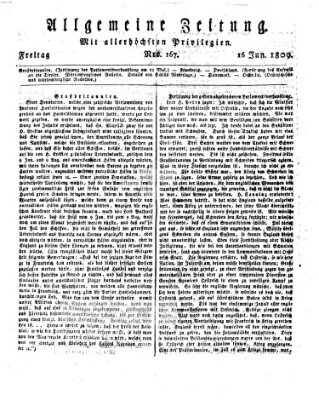 Allgemeine Zeitung Freitag 16. Juni 1809