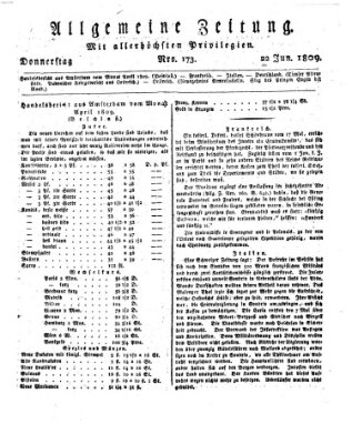 Allgemeine Zeitung Donnerstag 22. Juni 1809