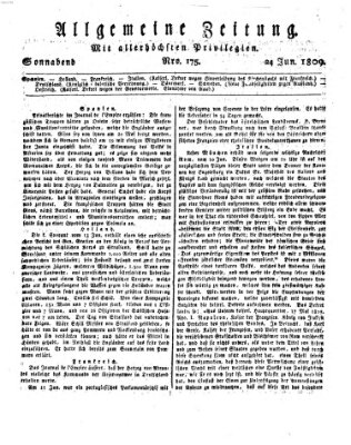 Allgemeine Zeitung Samstag 24. Juni 1809