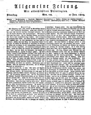 Allgemeine Zeitung Dienstag 27. Juni 1809