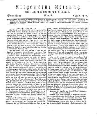 Allgemeine Zeitung Samstag 6. Januar 1810