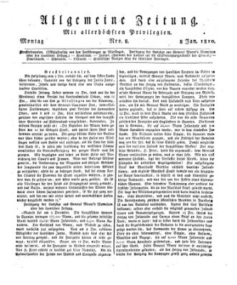 Allgemeine Zeitung Montag 8. Januar 1810