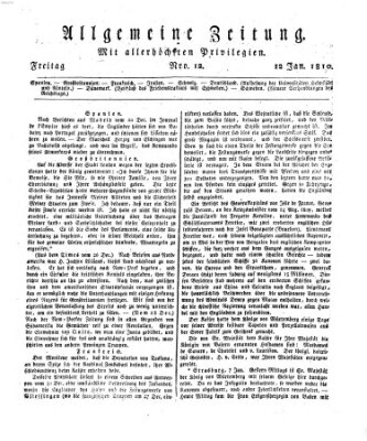 Allgemeine Zeitung Freitag 12. Januar 1810