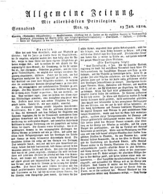 Allgemeine Zeitung Samstag 13. Januar 1810