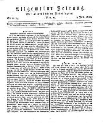 Allgemeine Zeitung Sonntag 14. Januar 1810