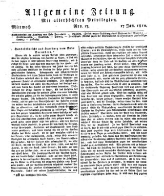 Allgemeine Zeitung Mittwoch 17. Januar 1810