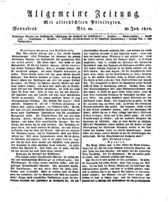 Allgemeine Zeitung Samstag 20. Januar 1810