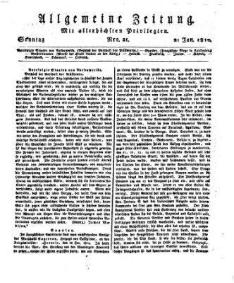 Allgemeine Zeitung Sonntag 21. Januar 1810