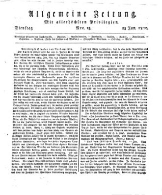 Allgemeine Zeitung Dienstag 23. Januar 1810