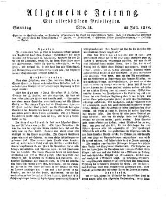 Allgemeine Zeitung Sonntag 28. Januar 1810