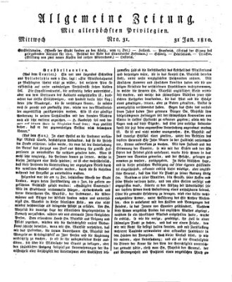 Allgemeine Zeitung Mittwoch 31. Januar 1810