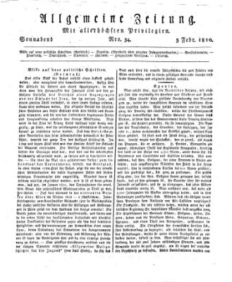 Allgemeine Zeitung Samstag 3. Februar 1810