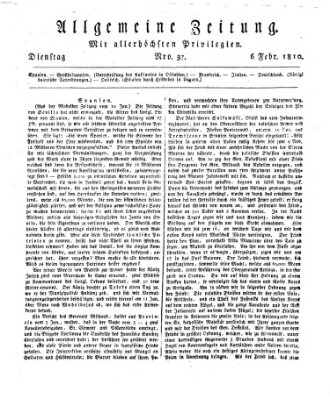 Allgemeine Zeitung Dienstag 6. Februar 1810