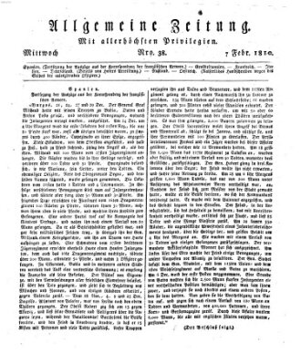 Allgemeine Zeitung Mittwoch 7. Februar 1810