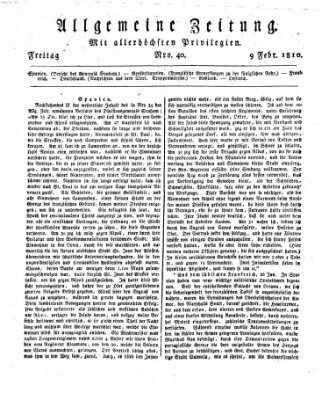 Allgemeine Zeitung Freitag 9. Februar 1810