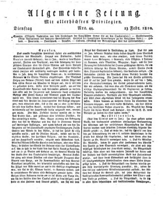 Allgemeine Zeitung Dienstag 13. Februar 1810