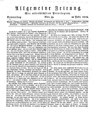 Allgemeine Zeitung Donnerstag 22. Februar 1810