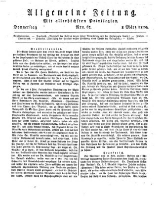 Allgemeine Zeitung Donnerstag 8. März 1810