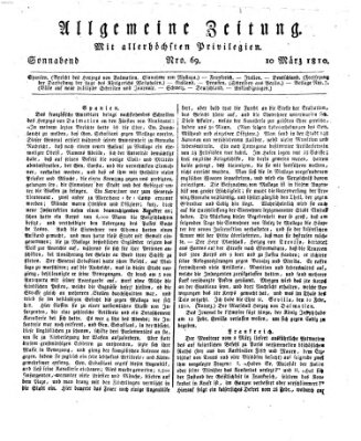 Allgemeine Zeitung Samstag 10. März 1810