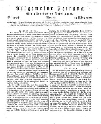 Allgemeine Zeitung Mittwoch 14. März 1810