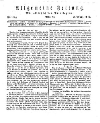 Allgemeine Zeitung Freitag 16. März 1810