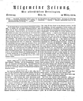 Allgemeine Zeitung Sonntag 18. März 1810