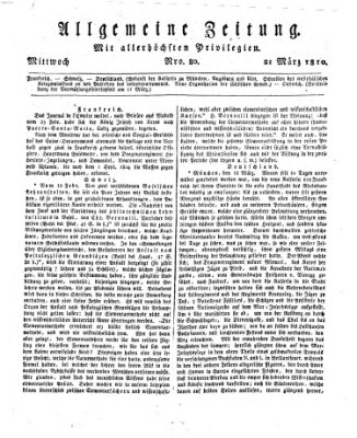 Allgemeine Zeitung Mittwoch 21. März 1810