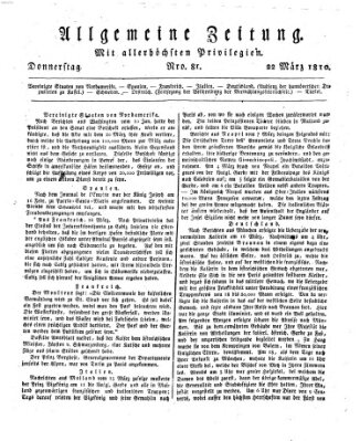 Allgemeine Zeitung Donnerstag 22. März 1810