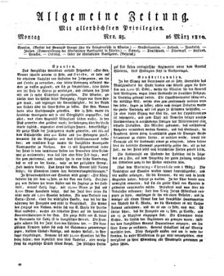 Allgemeine Zeitung Montag 26. März 1810