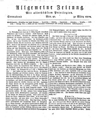 Allgemeine Zeitung Samstag 31. März 1810