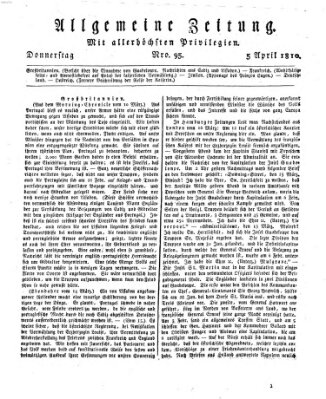 Allgemeine Zeitung Donnerstag 5. April 1810