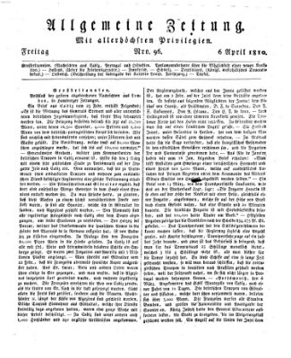 Allgemeine Zeitung Freitag 6. April 1810