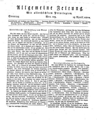 Allgemeine Zeitung Sonntag 15. April 1810