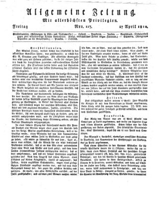 Allgemeine Zeitung Freitag 27. April 1810