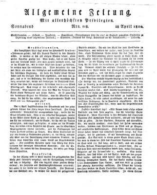 Allgemeine Zeitung Samstag 28. April 1810