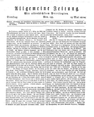 Allgemeine Zeitung Dienstag 15. Mai 1810