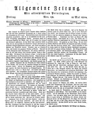 Allgemeine Zeitung Freitag 18. Mai 1810