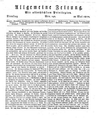 Allgemeine Zeitung Dienstag 22. Mai 1810