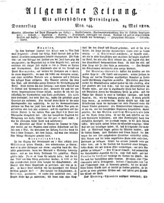 Allgemeine Zeitung Donnerstag 24. Mai 1810