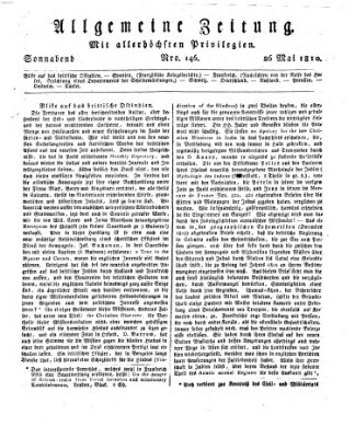 Allgemeine Zeitung Samstag 26. Mai 1810