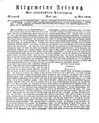 Allgemeine Zeitung Mittwoch 30. Mai 1810