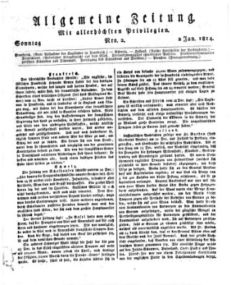 Allgemeine Zeitung Sonntag 2. Januar 1814