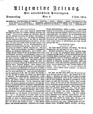 Allgemeine Zeitung Donnerstag 6. Januar 1814