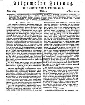 Allgemeine Zeitung Sonntag 9. Januar 1814