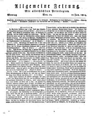 Allgemeine Zeitung Montag 10. Januar 1814