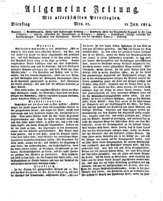 Allgemeine Zeitung Dienstag 11. Januar 1814