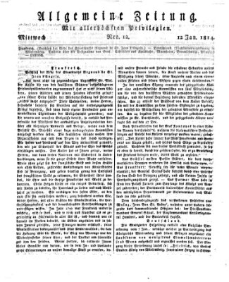 Allgemeine Zeitung Mittwoch 12. Januar 1814